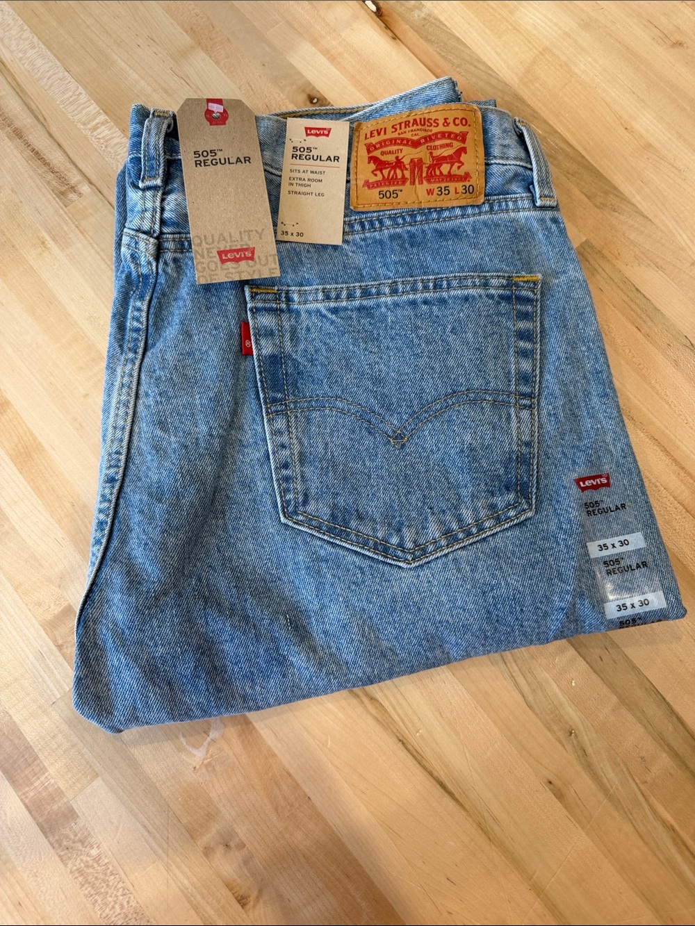 Levi's Men's 505 Regular Straight Jeans in Light Blue Denim